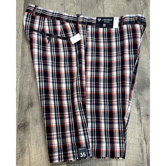 Cremieux Shorts Mens 35 Red Plaid Linen Chino Preppy Montauk Madison 9” NEW - Picture 4 of 7